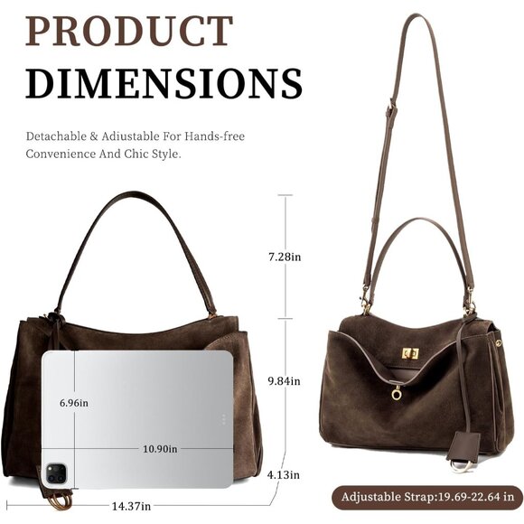 Spacious Genuine Leather Purse with Adjustable Strap: Perfect for Travel & Style - Picture 3 of 7